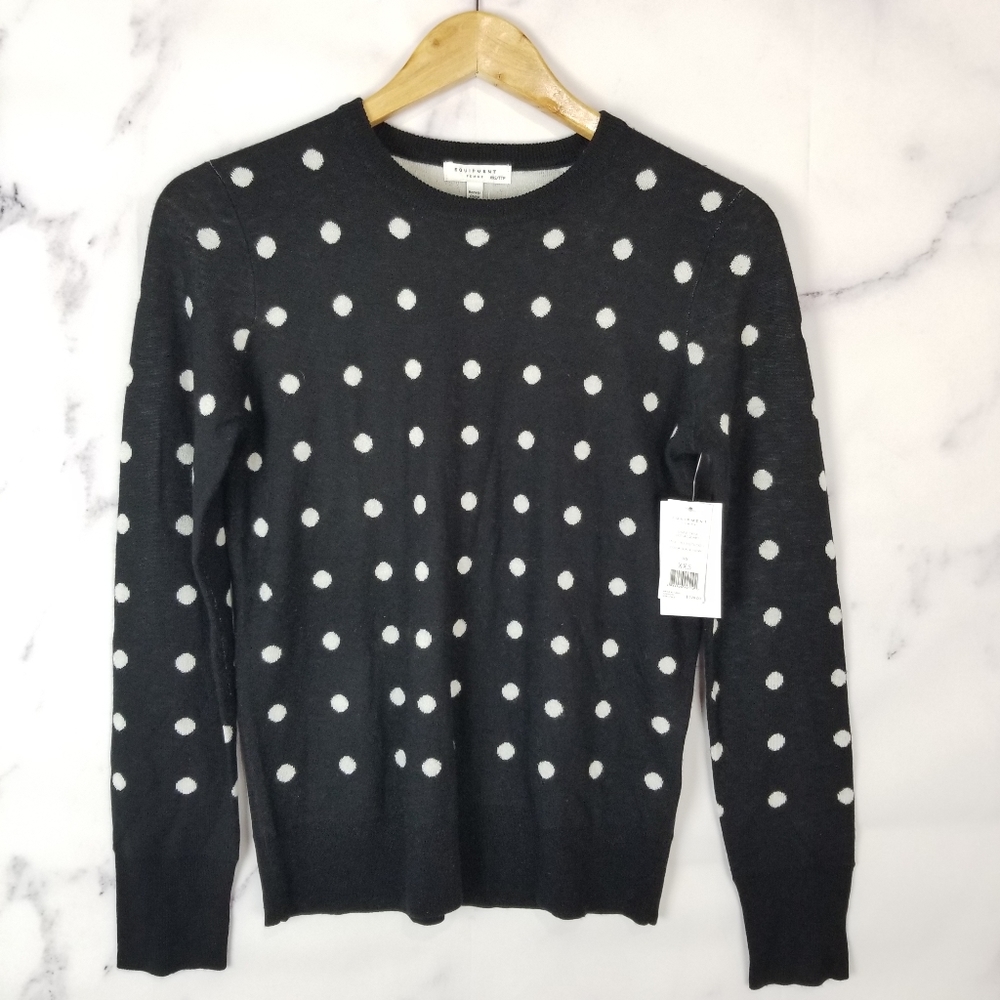 Sale EQUIPMENT Crewneck Long Sleeve Sweater, Polka dot, XXS